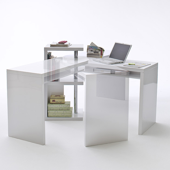 Sydney Rotating Office Desk in High Gloss White 19699